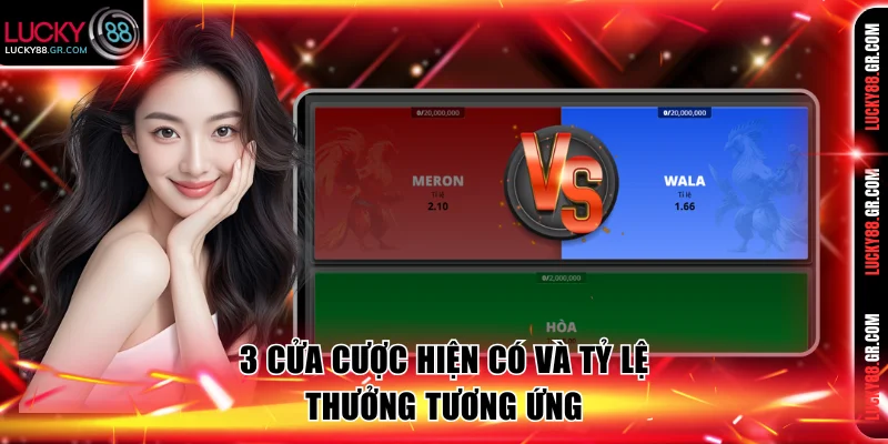 3 cửa cược hiện có và tỷ lệ thưởng tương ứng